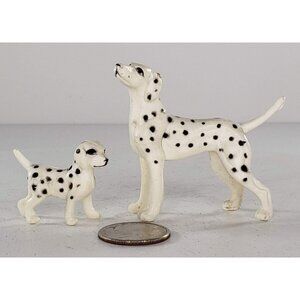 Vintage Dalmatian Figurines Mom Puppy Hard Plastic